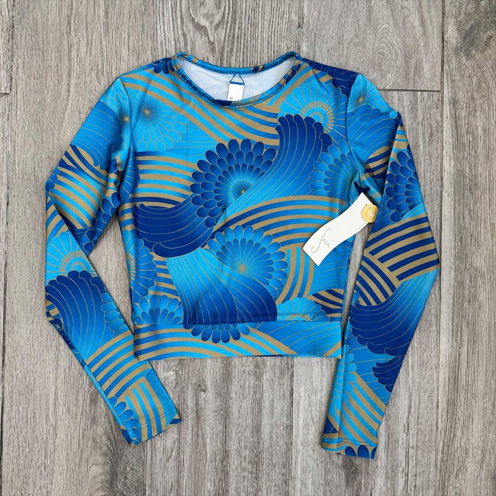 New with Tag! Seea Palomar Crop Top Rashguard Seaflower Blue - Small - Picture 3 of 5